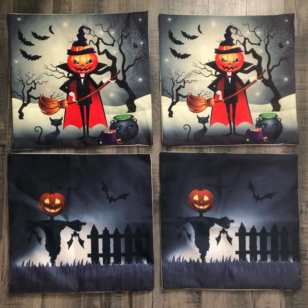 Set Of 4 Halloween Pillow Covers